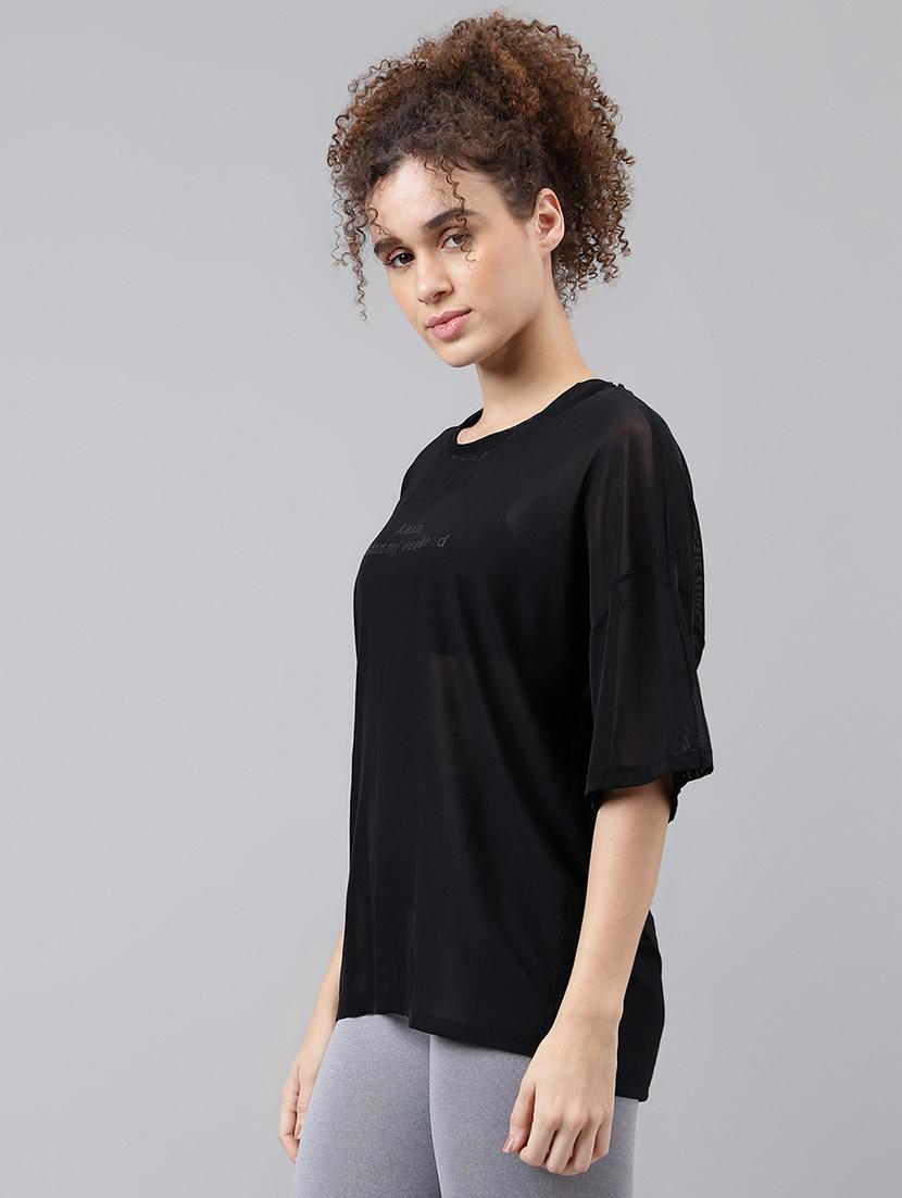 women typography printed relaxed fit dri-fit t-shirt - 21763237 -  Standard Image - 1