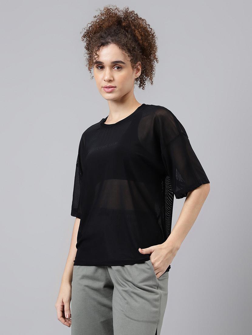 women typography printed relaxed fit dri-fit t-shirt - 21763238 - Standard Image - 1