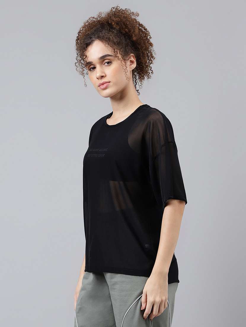 women typography printed relaxed fit dri-fit t-shirt - 21763242 -  Standard Image - 1