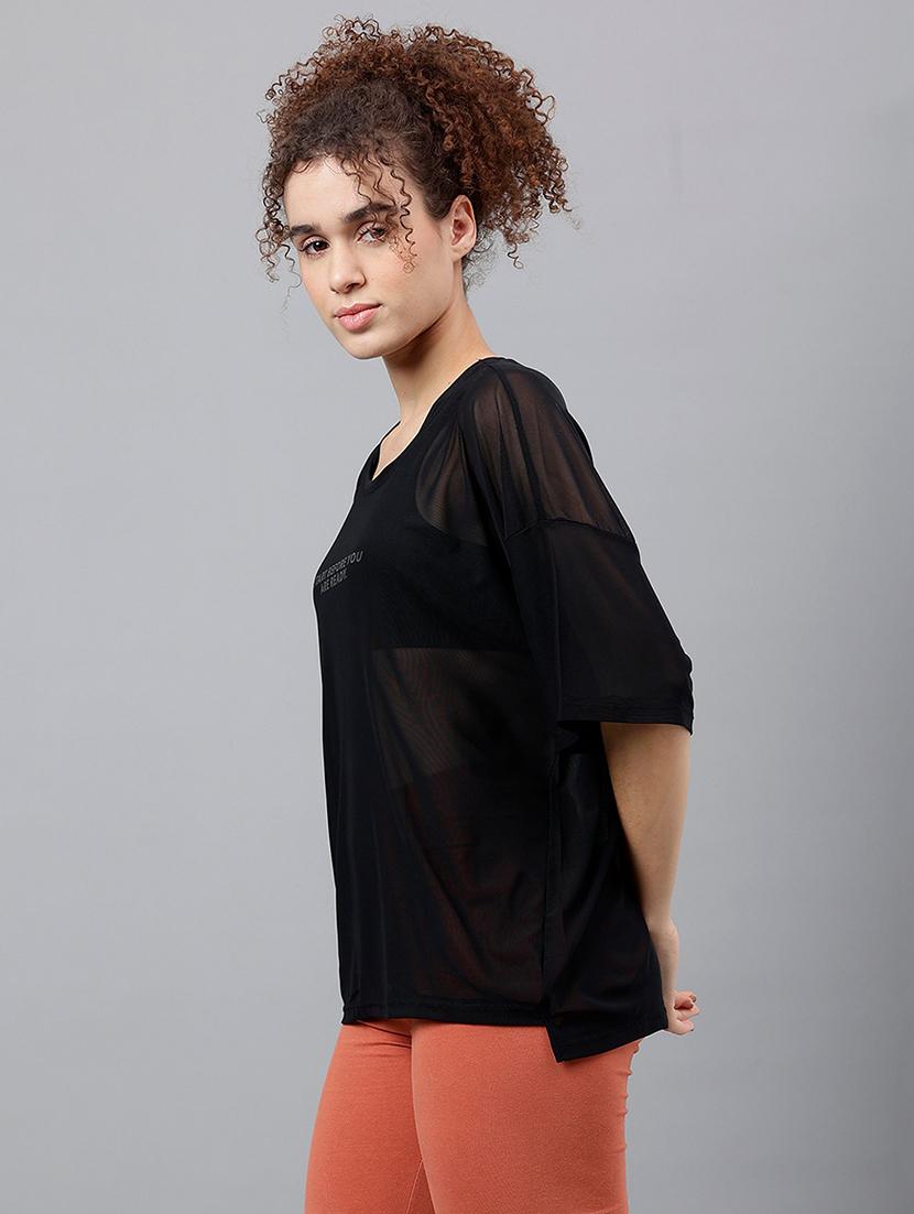 women typography printed relaxed fit dri-fit t-shirt - 21763247 -  Standard Image - 1