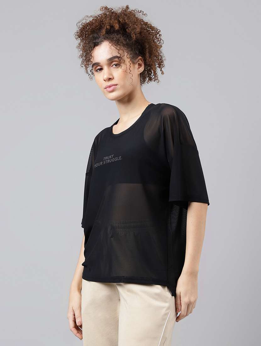 women typography printed relaxed fit dri-fit t-shirt - 21763249 -  Standard Image - 1