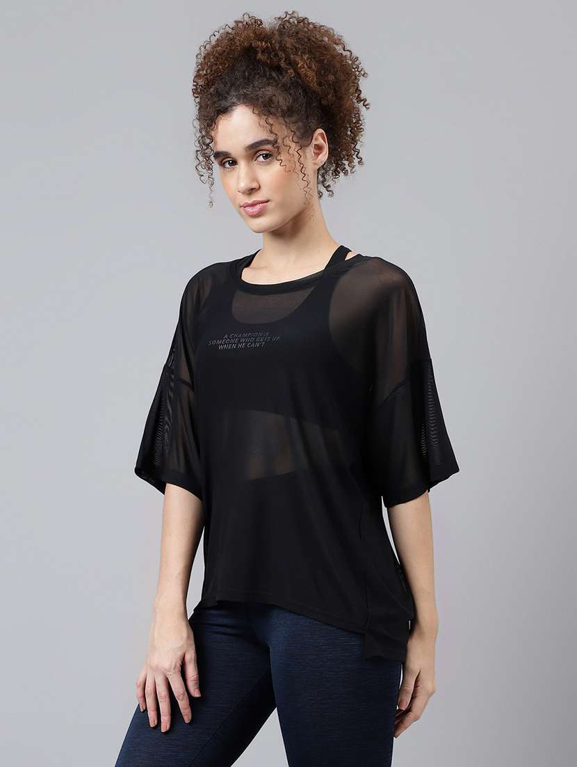 women typography printed relaxed fit dri-fit t-shirt - 21763251 -  Standard Image - 1