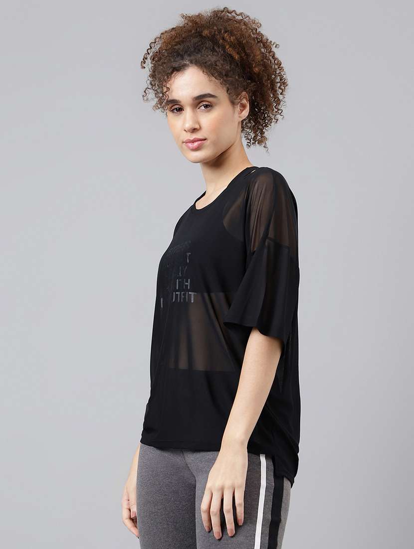 women typography printed relaxed fit dri-fit t-shirt - 21763255 -  Standard Image - 1