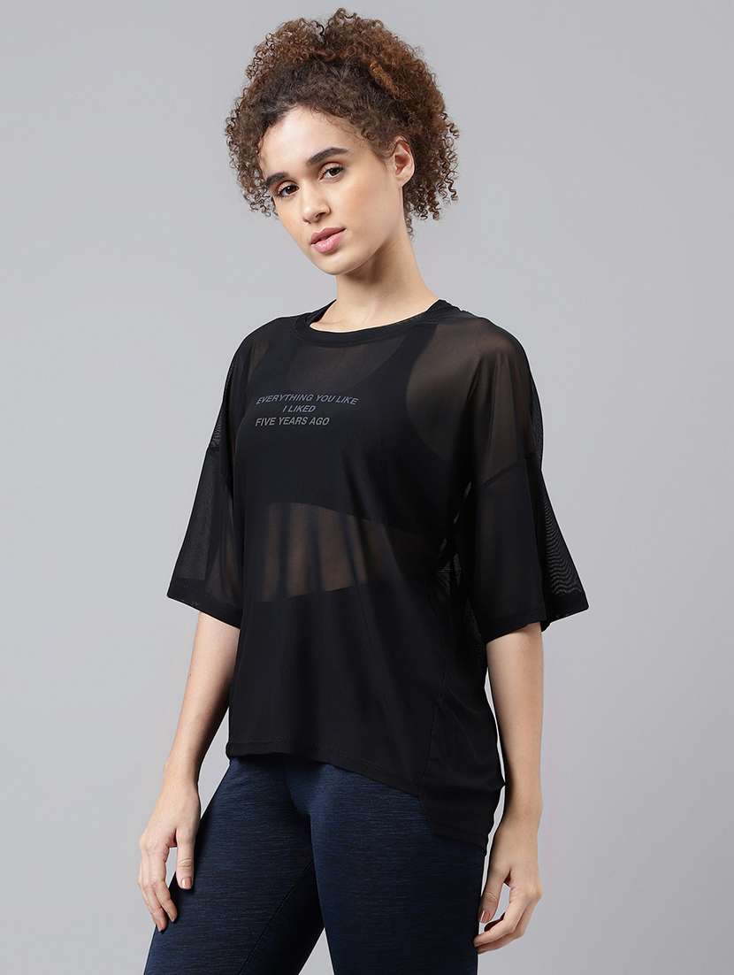 women typography printed relaxed fit dri-fit t-shirt - 21763256 -  Standard Image - 1