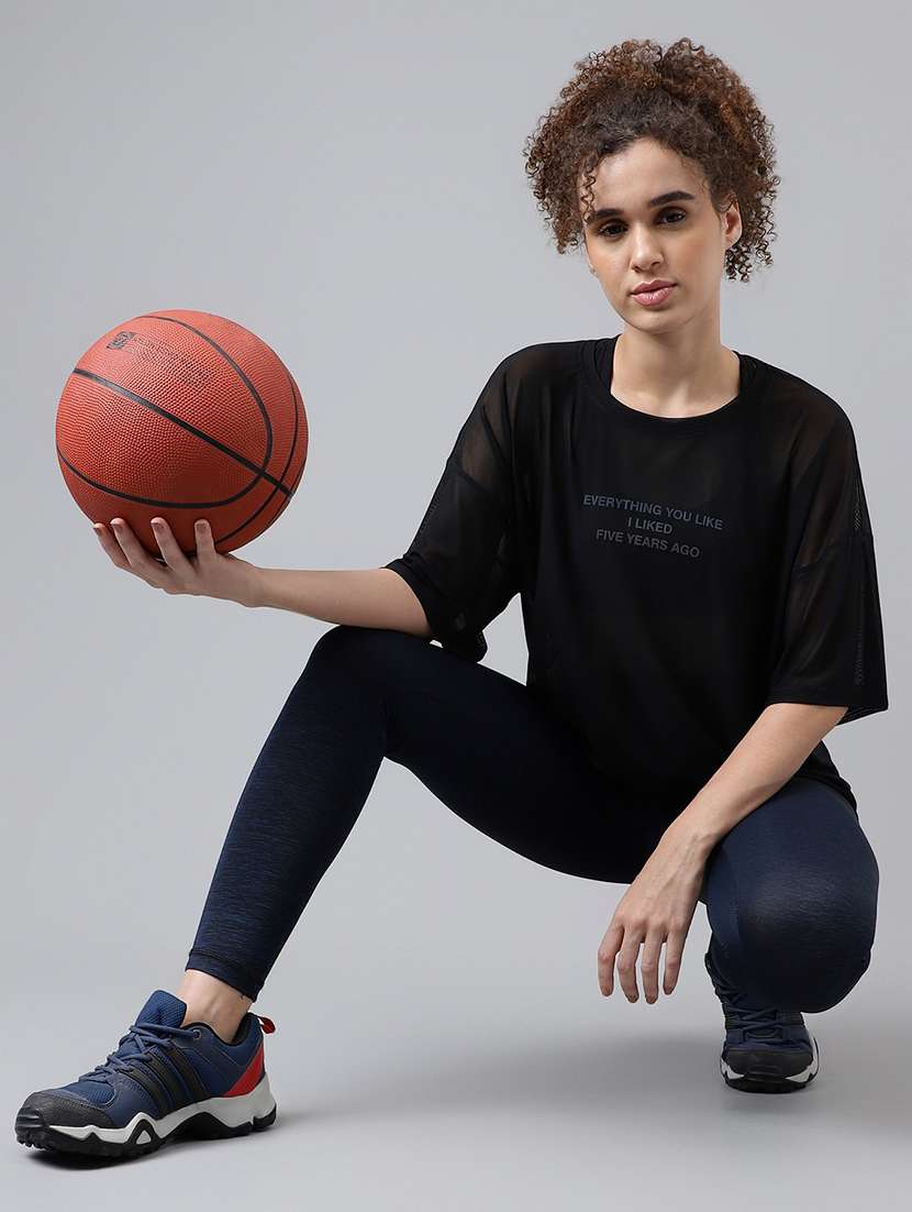 women typography printed relaxed fit dri-fit t-shirt - 21763256 -  Standard Image - 4