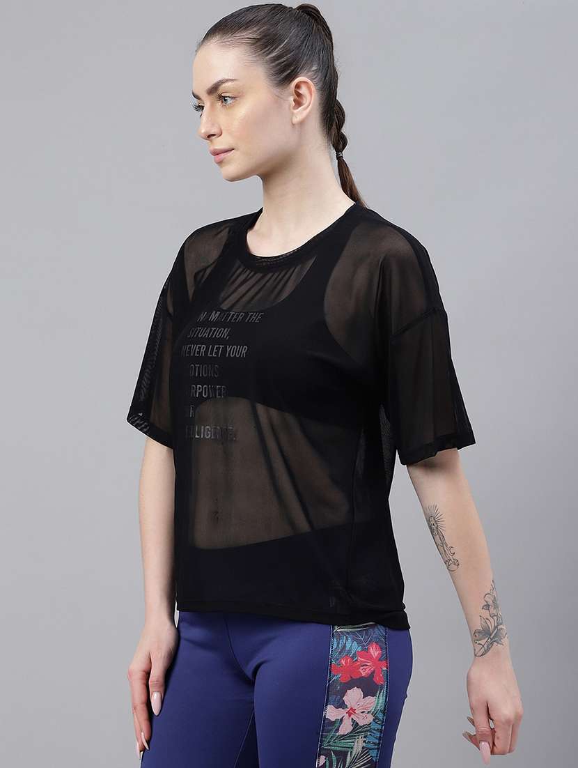 women typography printed relaxed fit dri-fit t-shirt - 21763259 -  Standard Image - 1