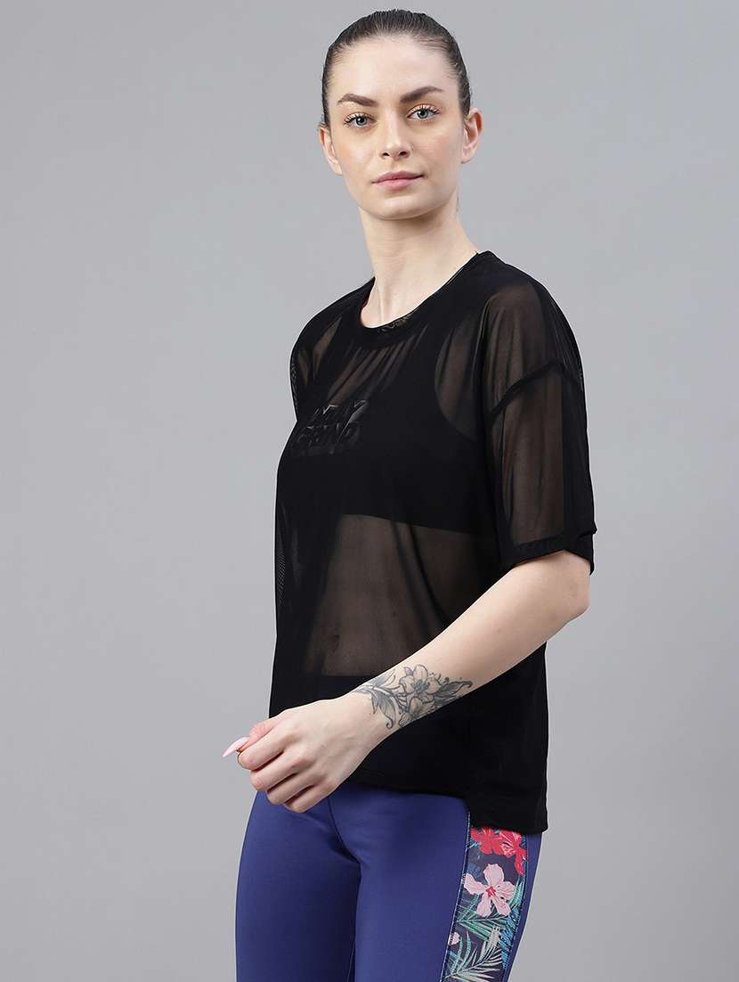 women typography printed relaxed fit dri-fit t-shirt - 21763260 -  Standard Image - 1