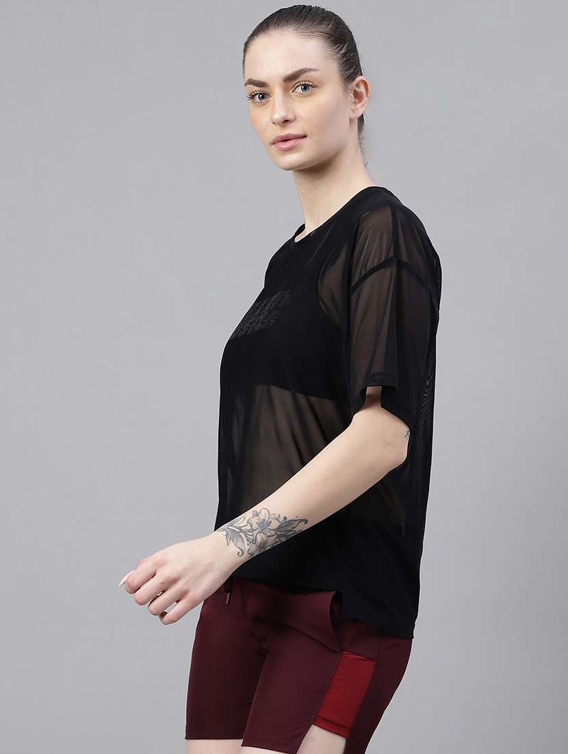 women typography printed relaxed fit dri-fit t-shirt - 21763261 -  Standard Image - 1