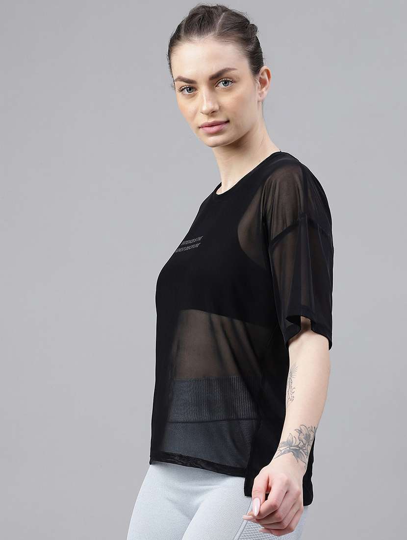 women typography printed relaxed fit dri-fit t-shirt - 21763262 -  Standard Image - 1