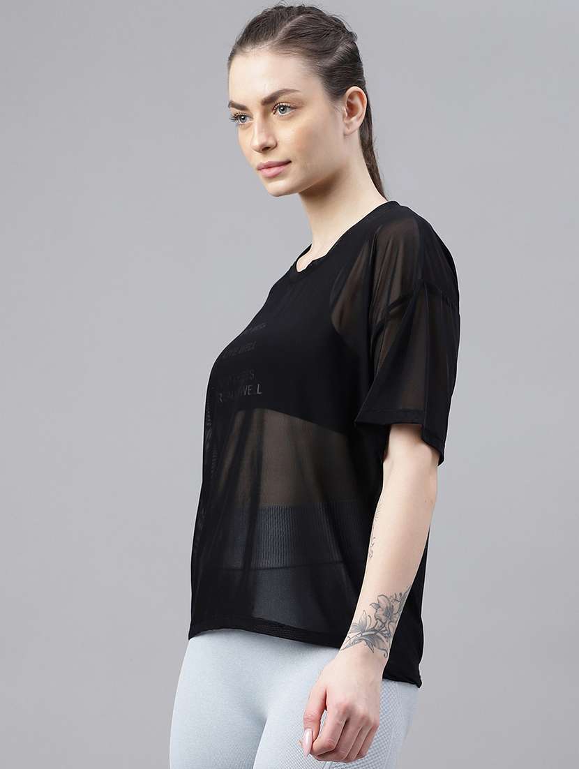 women typography printed relaxed fit dri-fit t-shirt - 21763263 -  Standard Image - 1