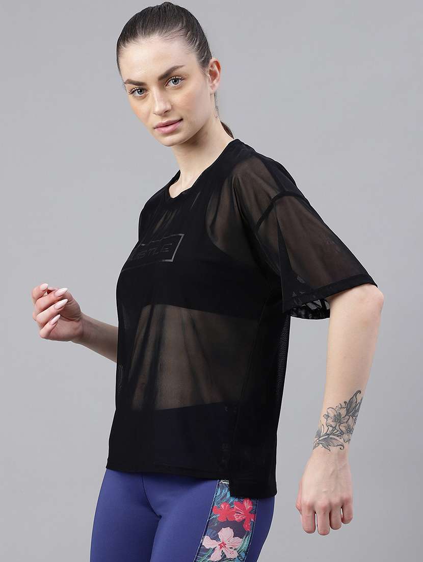 women typography printed relaxed fit dri-fit t-shirt - 21763265 -  Standard Image - 1