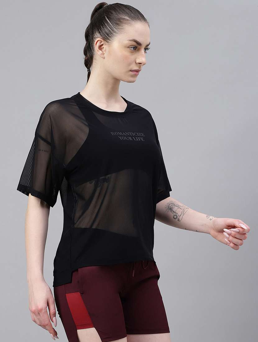 women typography printed relaxed fit dri-fit t-shirt - 21763271 -  Standard Image - 1