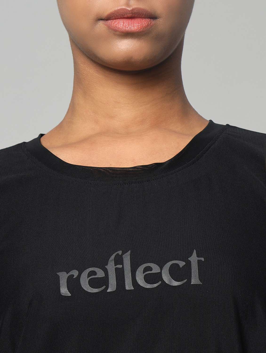 women printed relaxed fit mesh sports t-shirt - 21763276 - Standard Image - 6
