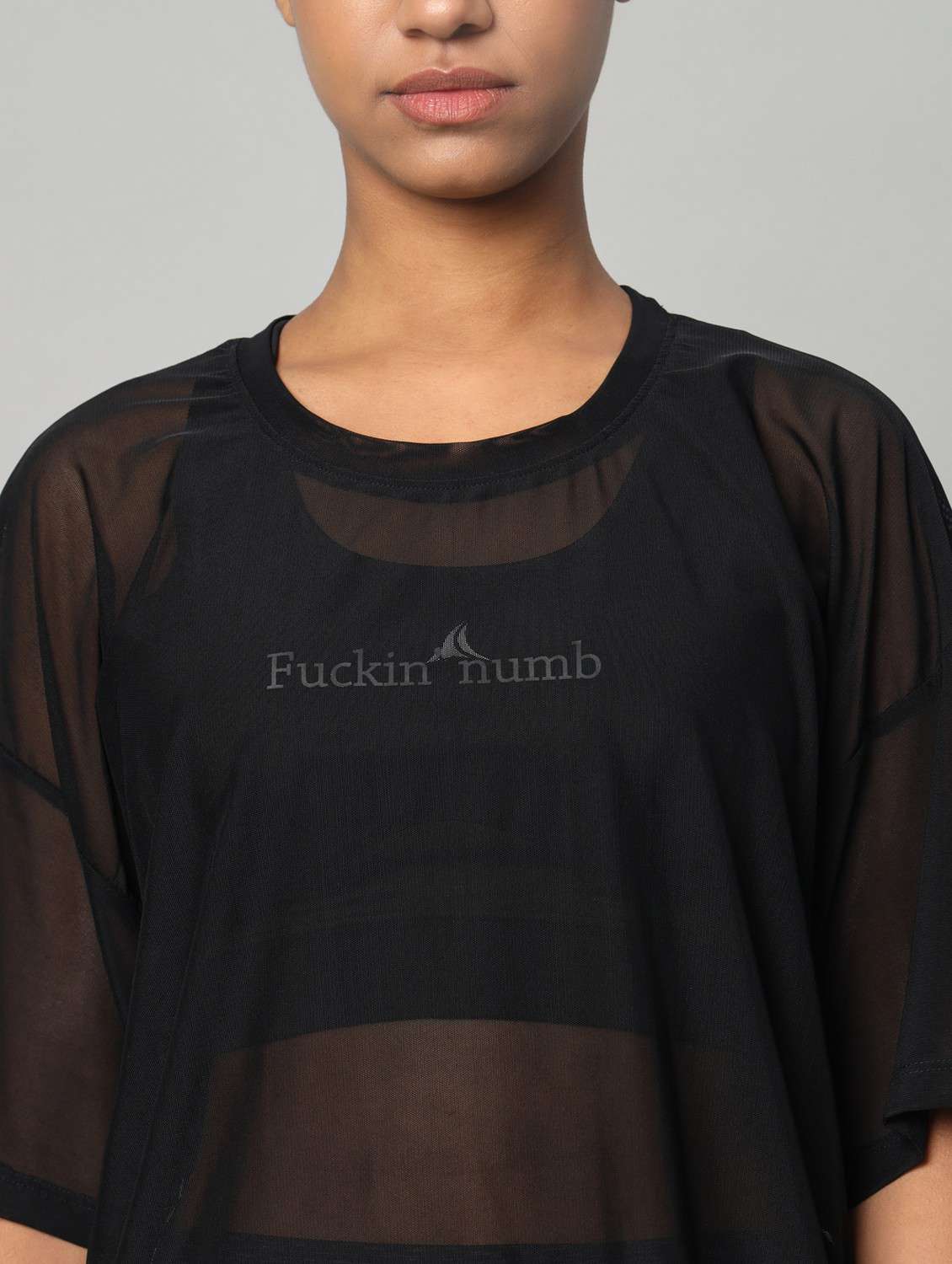 women black typographic round neck t-shirt - 21763279 -  Standard Image - 6