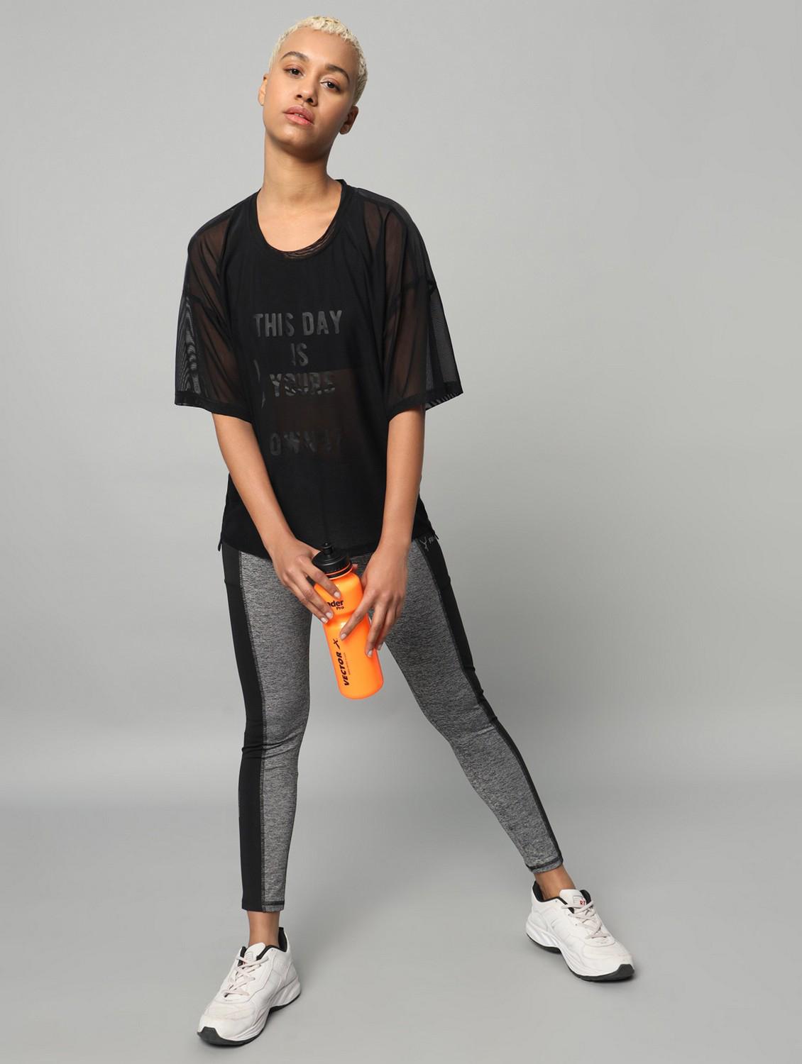 women black typographic round neck t-shirt - 21763281 - Standard Image - 4