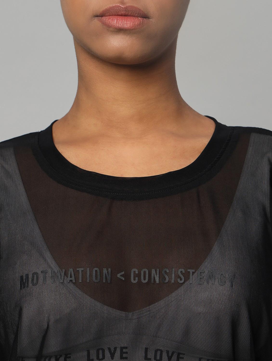 women black typographic round neck t-shirt - 21763282 - Standard Image - 6