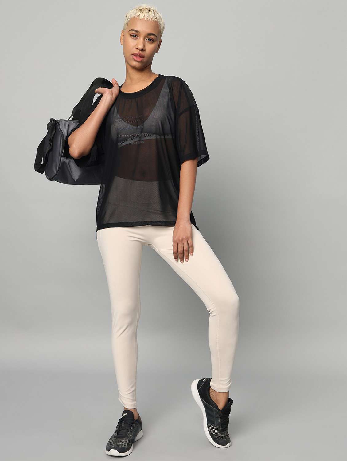 women printed relaxed fit mesh sports t-shirt - 21763288 -  Standard Image - 4