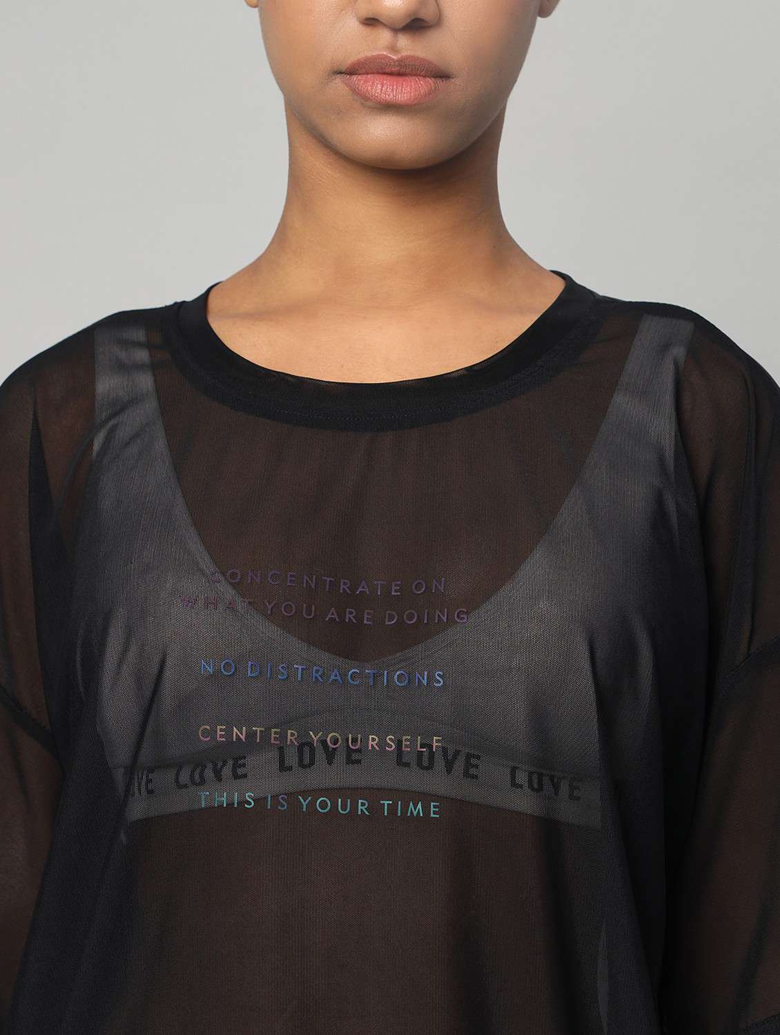 women printed relaxed fit mesh sports t-shirt - 21763288 -  Standard Image - 6