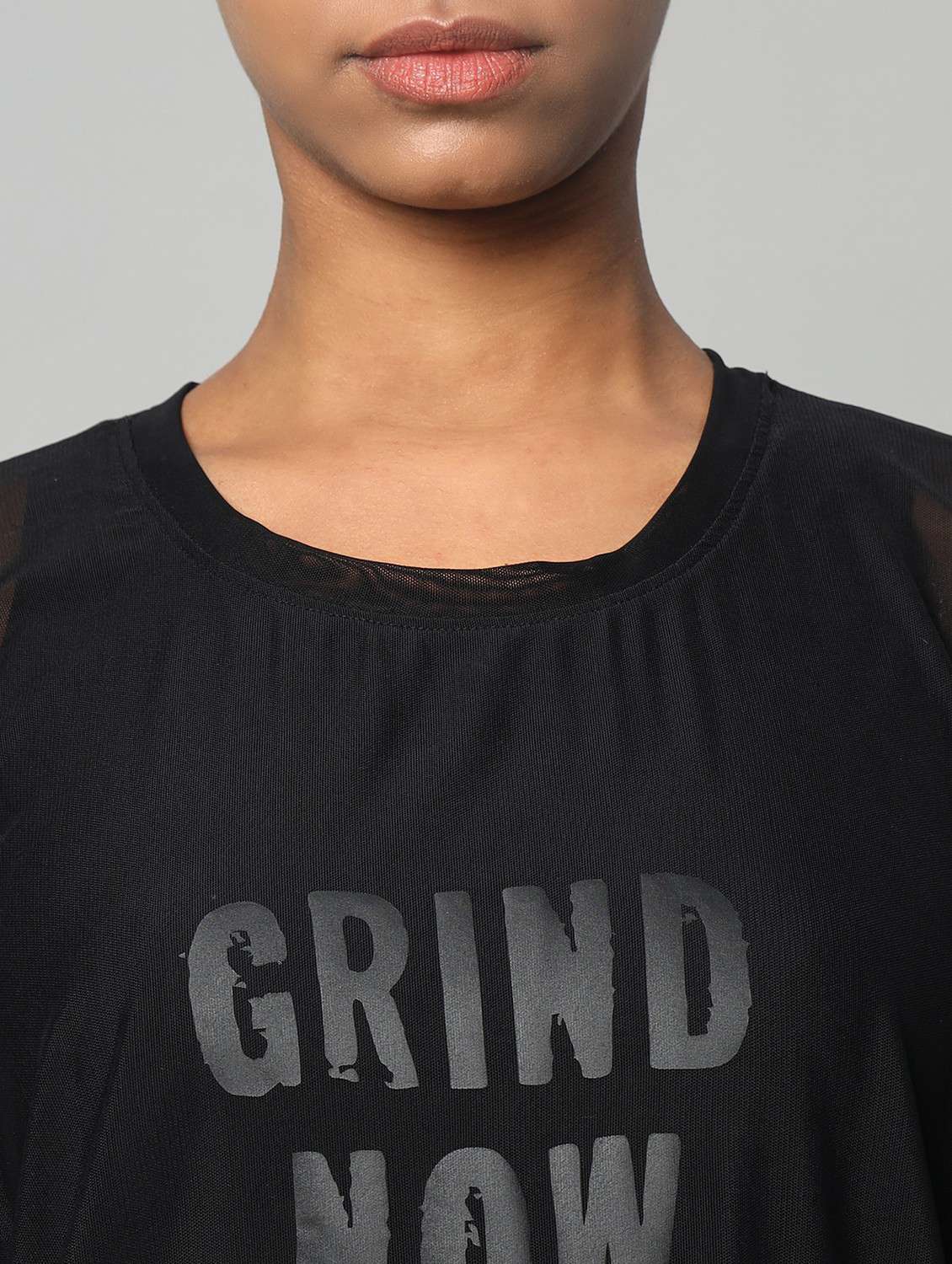 women printed relaxed fit mesh sports t-shirt - 21763289 - Standard Image - 6