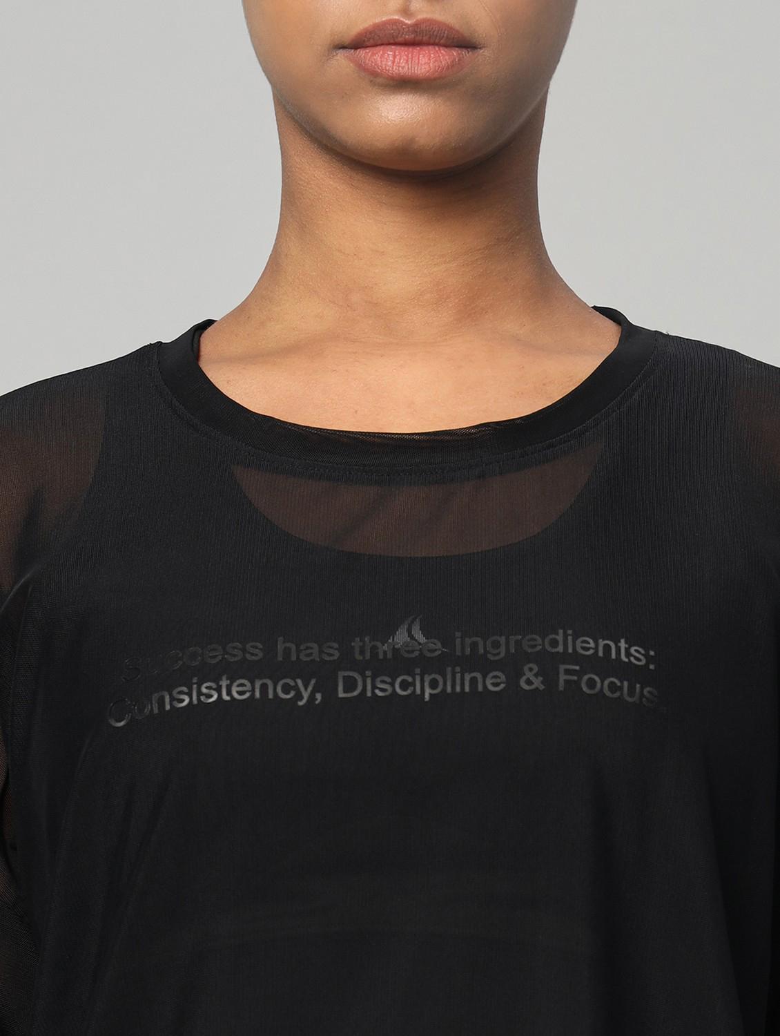 women printed relaxed fit mesh sports t-shirt - 21763292 - Standard Image - 6