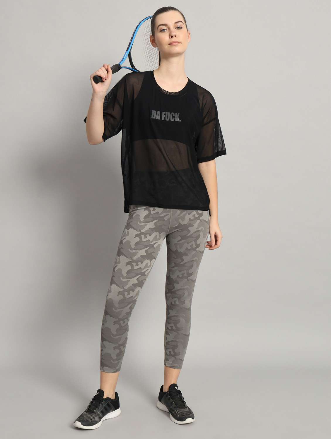 women black typographic round neck t-shirt - 21763298 -  Standard Image - 4