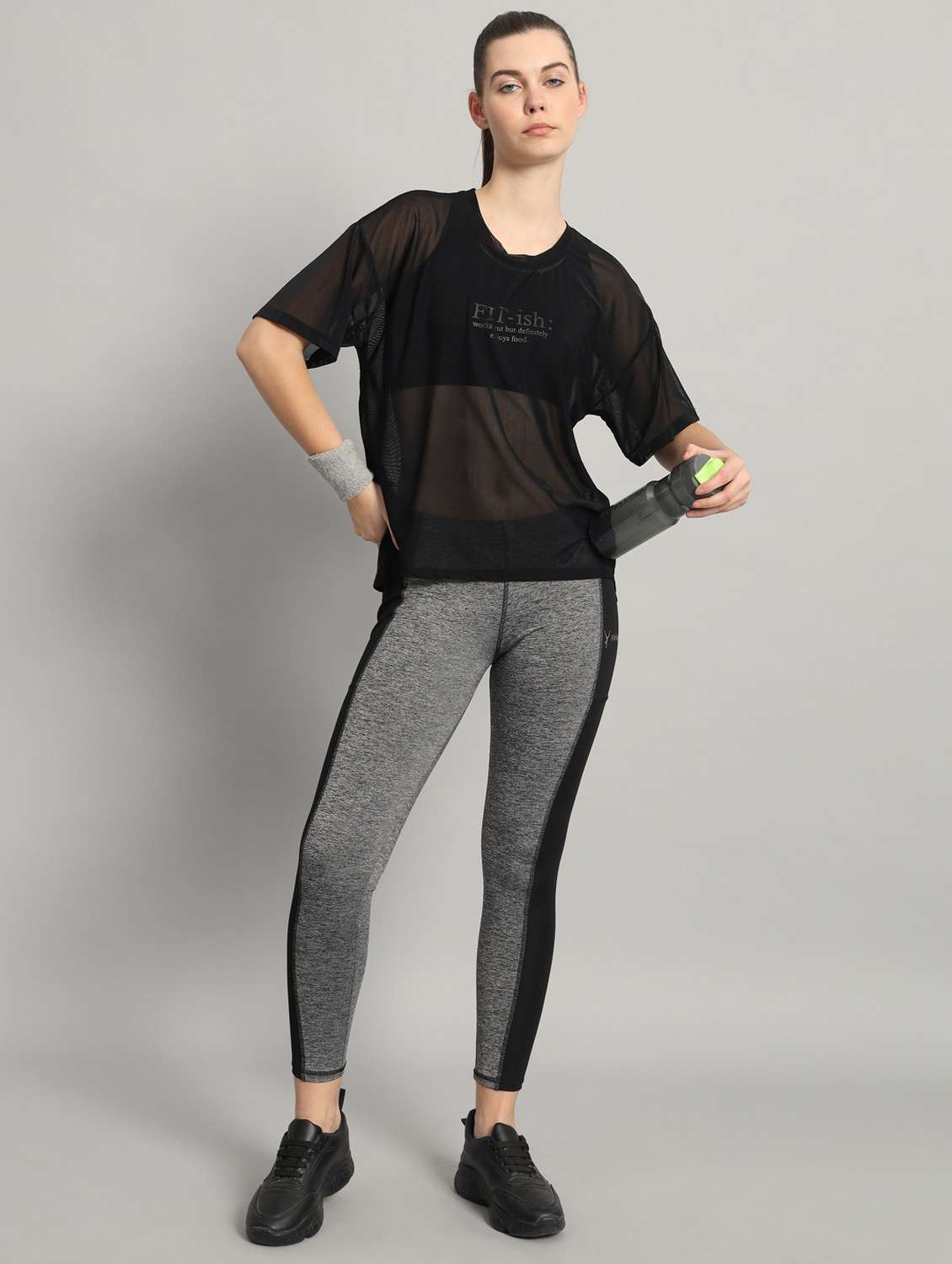 women printed relaxed fit mesh sports t-shirt - 21763299 -  Standard Image - 4