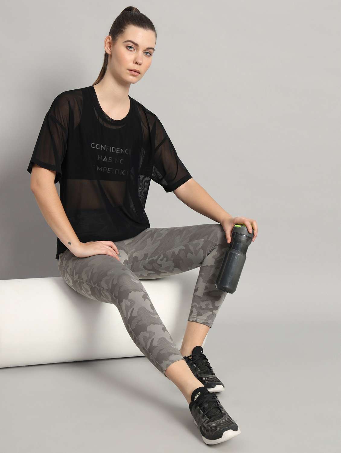 women black typographic round neck t-shirt - 21763300 -  Standard Image - 4