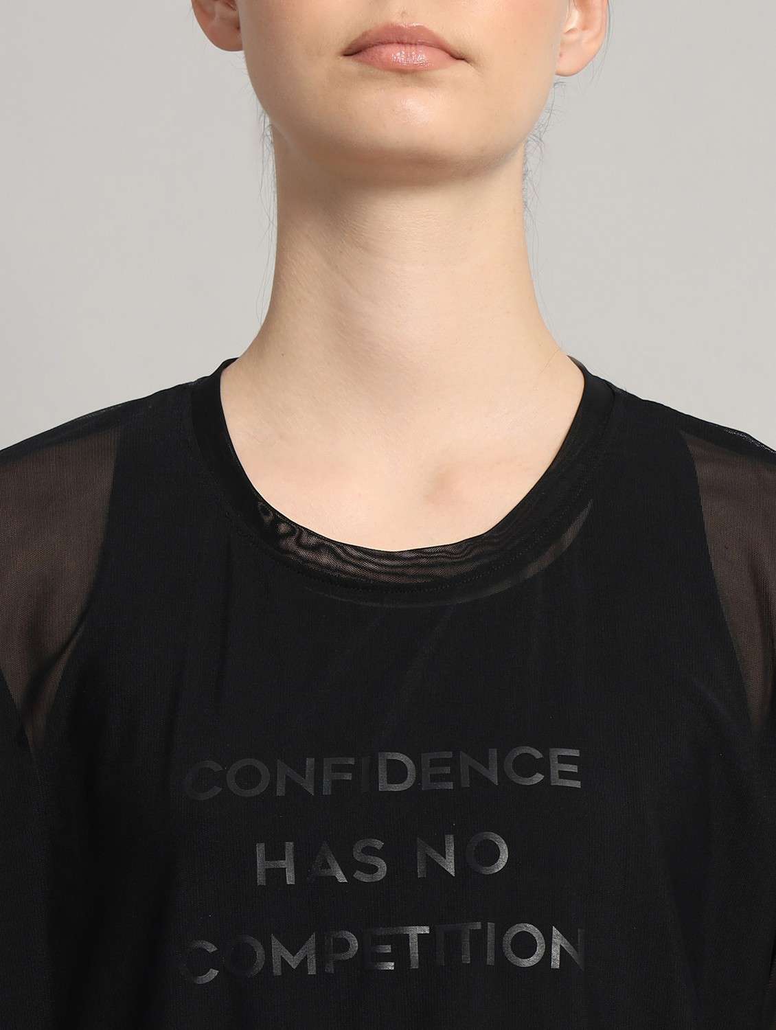 women black typographic round neck t-shirt - 21763300 -  Standard Image - 6