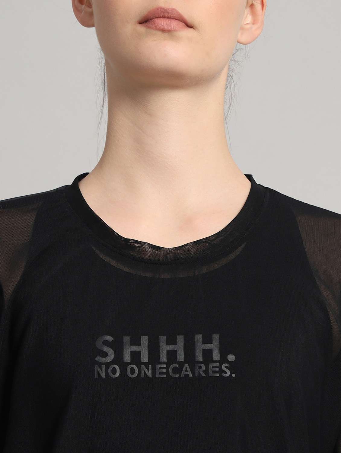 women black typographic round neck t-shirt - 21763301 -  Standard Image - 6