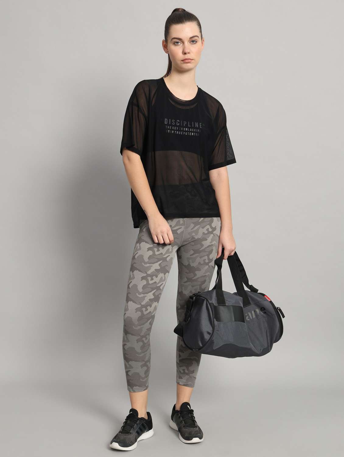 women printed relaxed fit mesh sports t-shirt - 21763302 -  Standard Image - 4