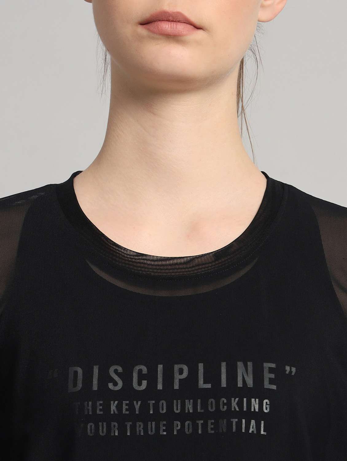 women printed relaxed fit mesh sports t-shirt - 21763302 -  Standard Image - 6