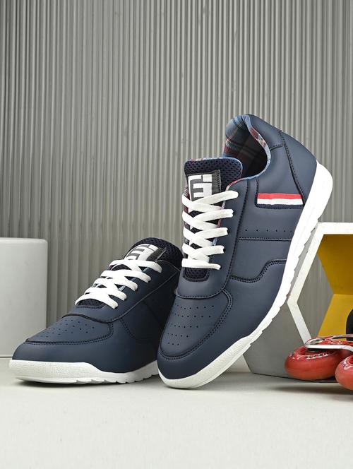 men navy blue lace up sneaker - 21763306 -  Standard Image - 0