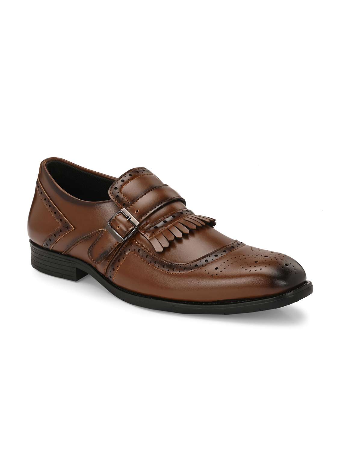 men brown slip on monk strap - 21763327 -  Standard Image - 1