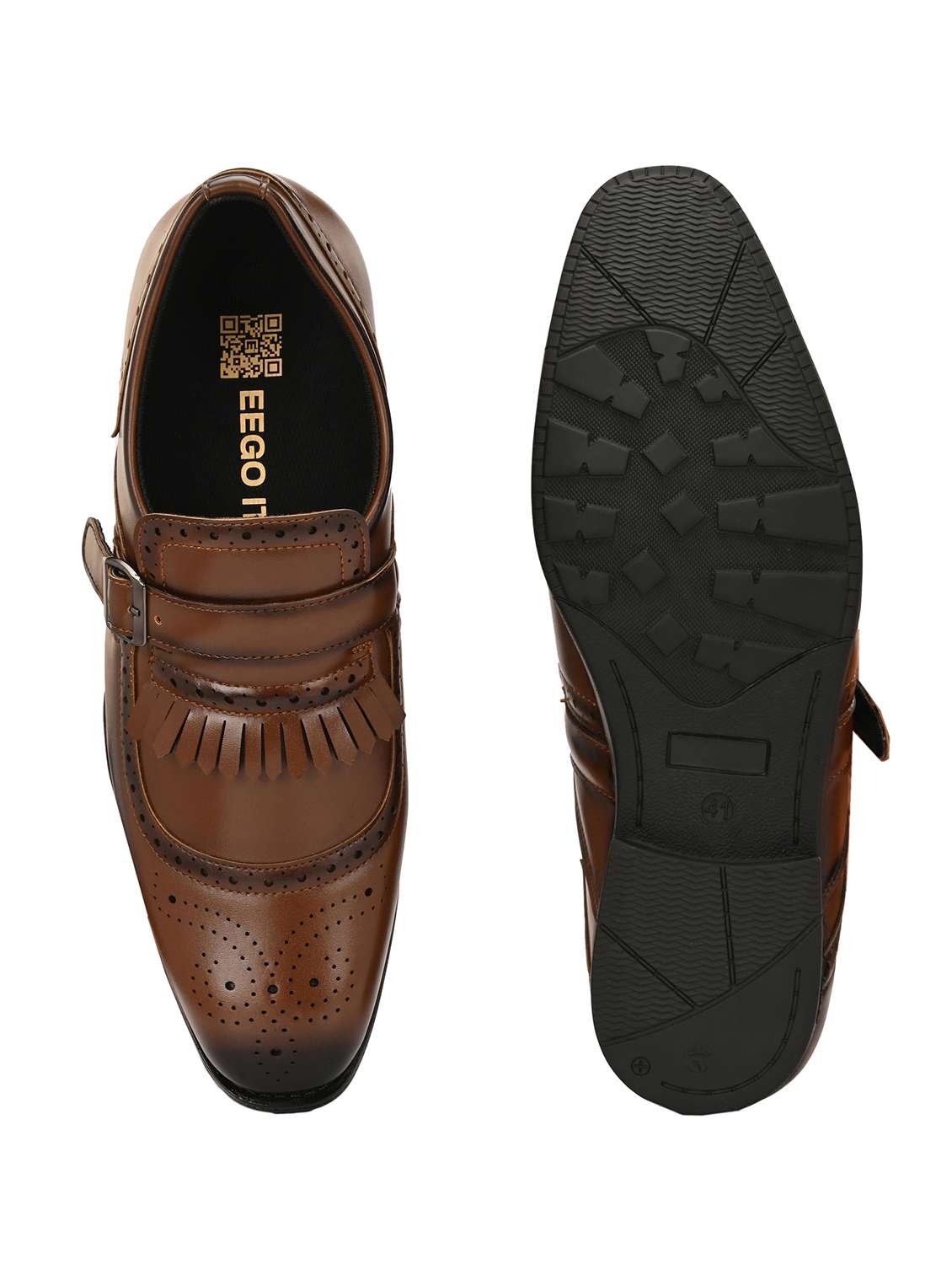 men brown slip on monk strap - 21763327 -  Standard Image - 4