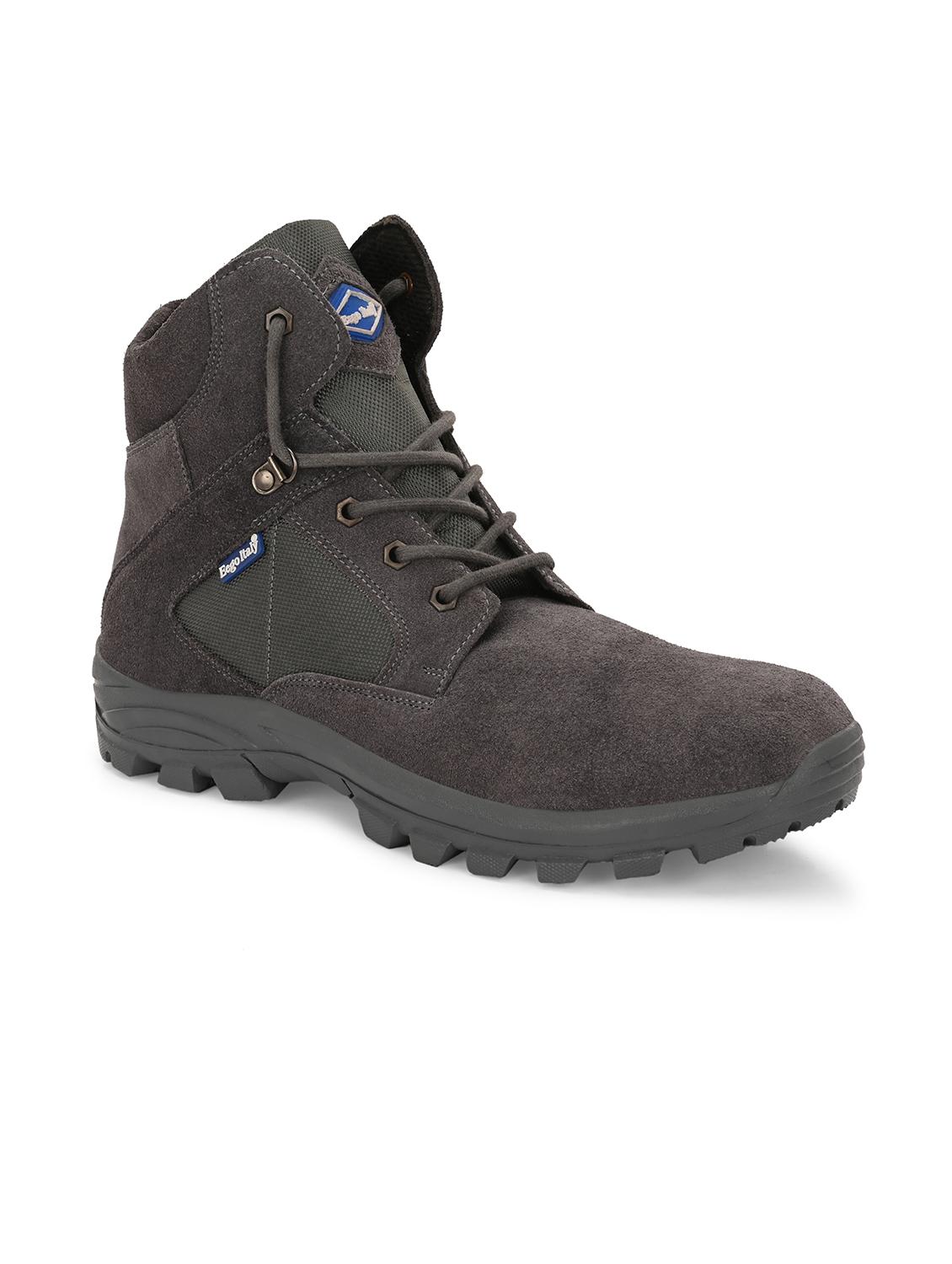 men grey lace up hiking boot - 21763330 -  Standard Image - 1