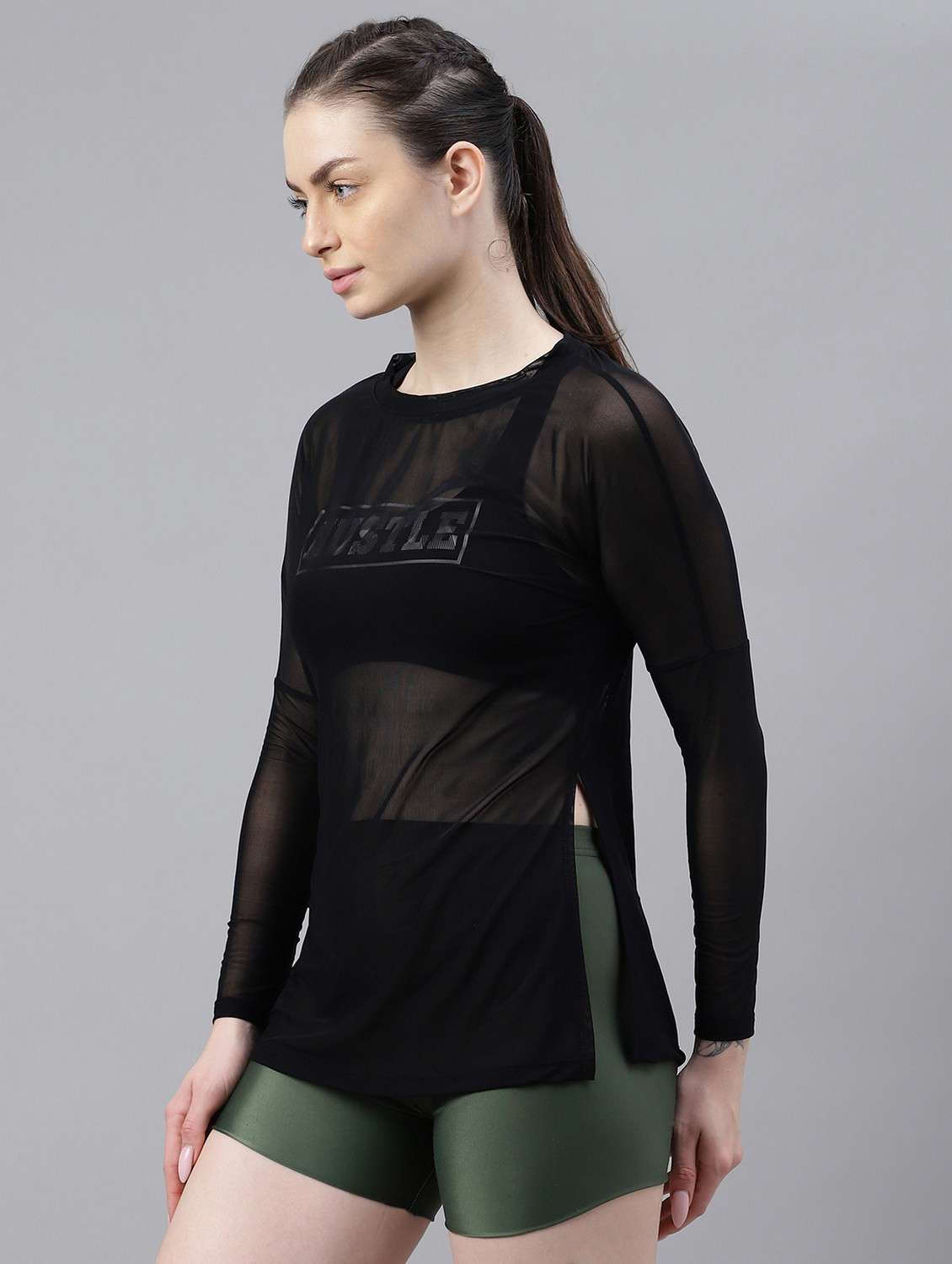 women black typographic long sleeve t-shirt - 21763353 -  Standard Image - 1
