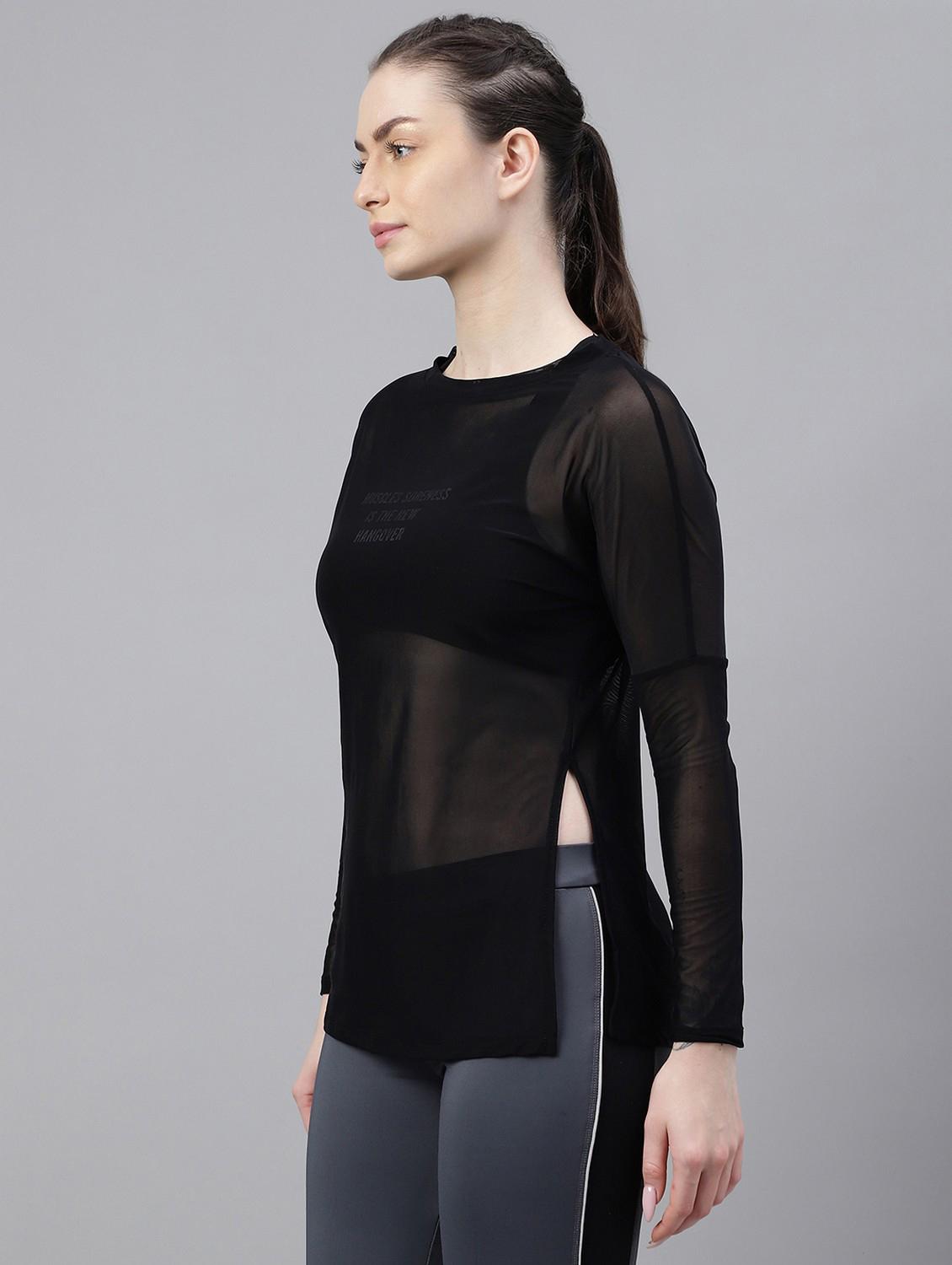 women black typographic long sleeve t-shirt - 21763355 -  Standard Image - 1