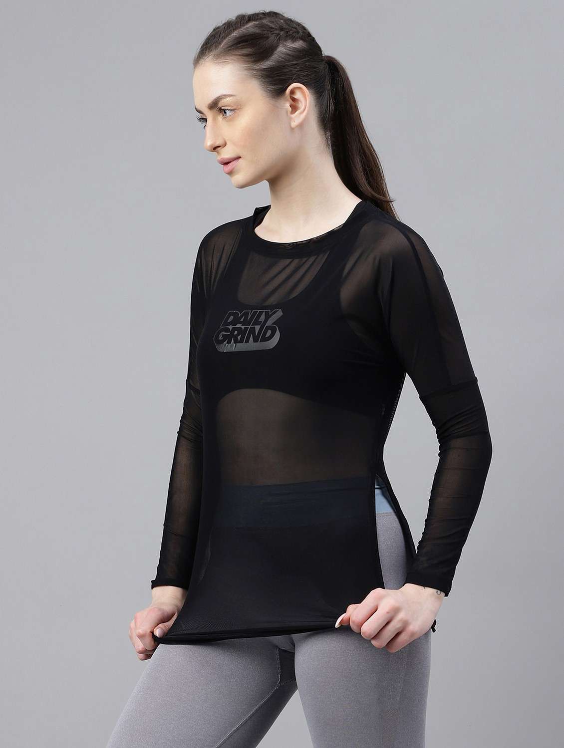 women black typographic long sleeve t-shirt - 21763356 - Standard Image - 1