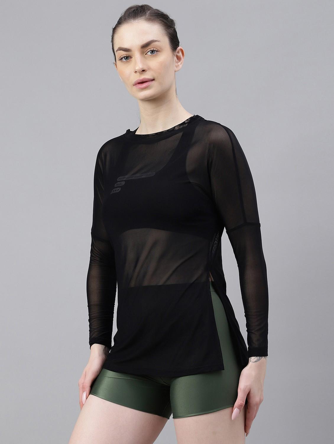 women printed long sleeves mesh sports t-shirt - 21763360 -  Standard Image - 1