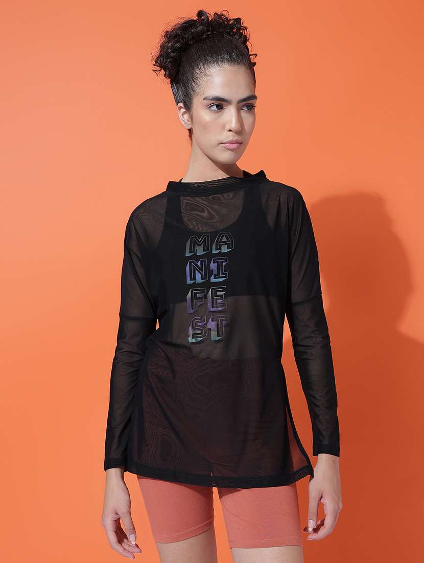 Women Printed See Through Sports T-shirt - 21763364 -  Standard Image - 1