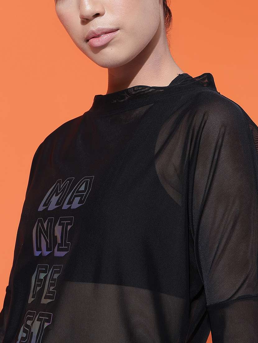 Women Printed See Through Sports T-shirt - 21763364 -  Standard Image - 4