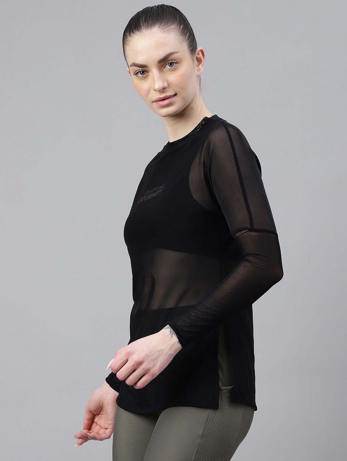women printed long sleeves mesh sports t-shirt - 21763369 -  Standard Image - 1