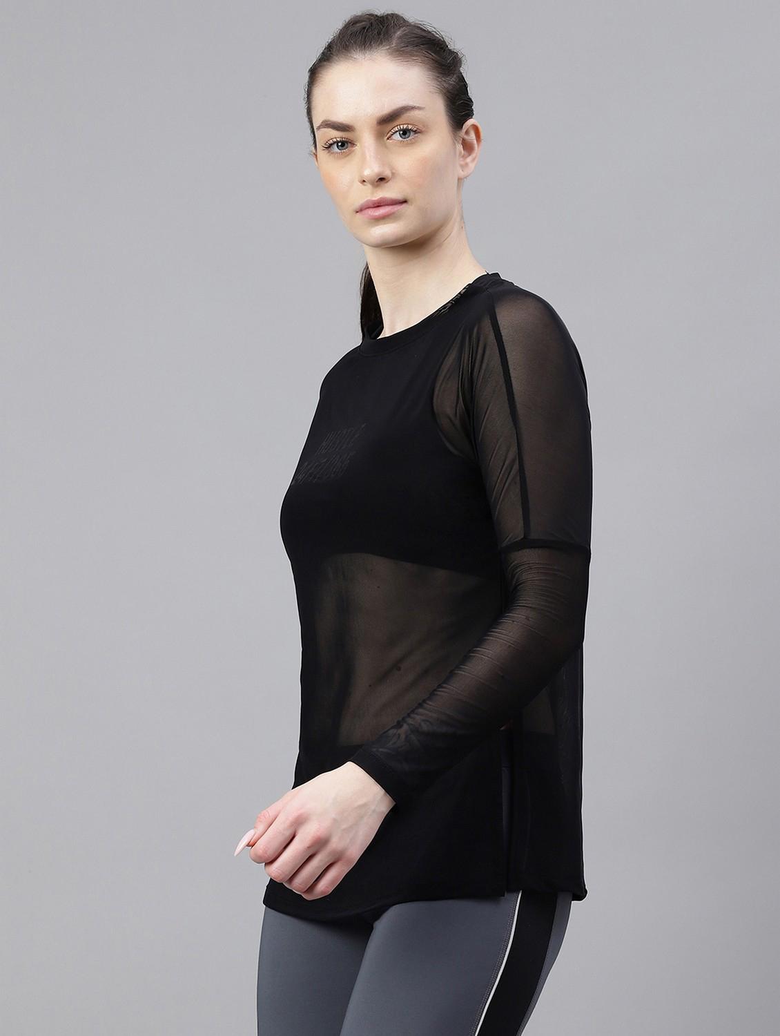 women printed long sleeves mesh sports t-shirt - 21763372 -  Standard Image - 1