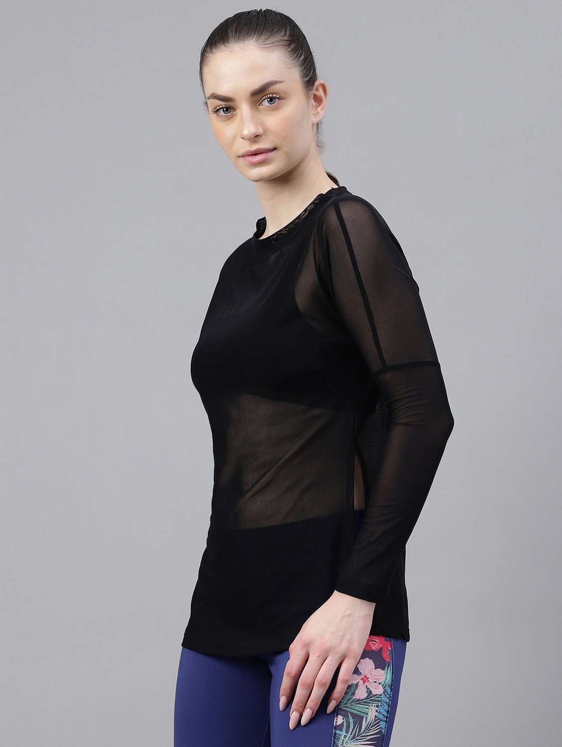 women printed long sleeves mesh sports t-shirt - 21763373 -  Standard Image - 1