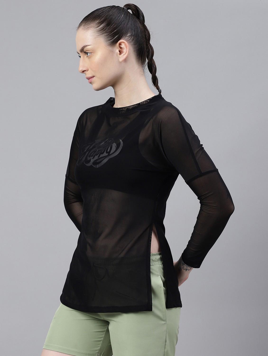 women printed long sleeves mesh sports t-shirt - 21763374 -  Standard Image - 1