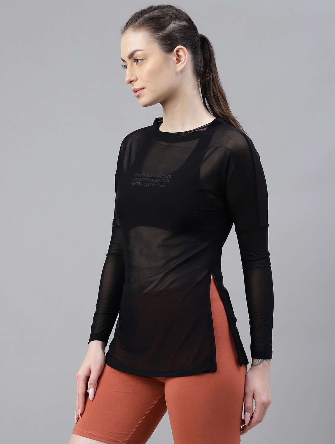 women black typographic long sleeve t-shirt - 21763375 -  Standard Image - 1