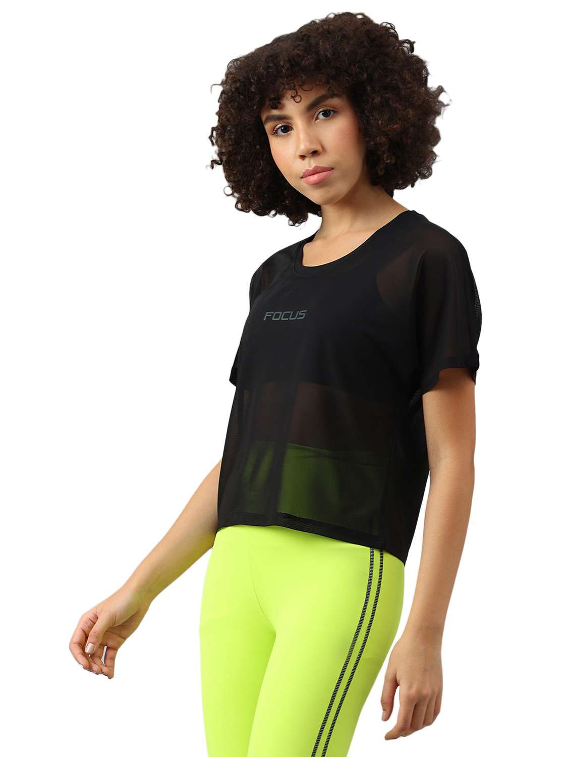 women black typographic round neck sport t-shirt - 21763377 -  Standard Image - 1