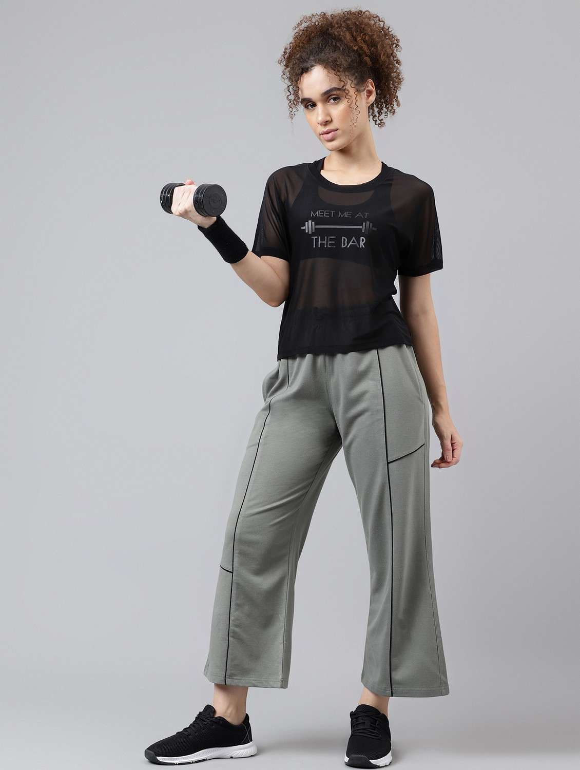 women black typographic round neck sport t-shirt - 21763385 -  Standard Image - 4