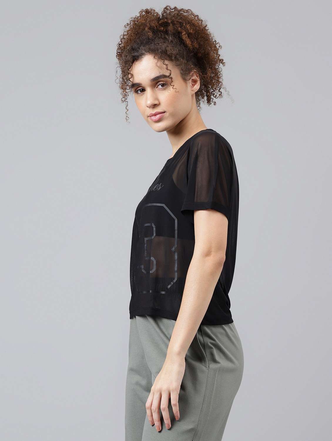 women typographic printed mesh sports t-shirt - 21763387 -  Standard Image - 1