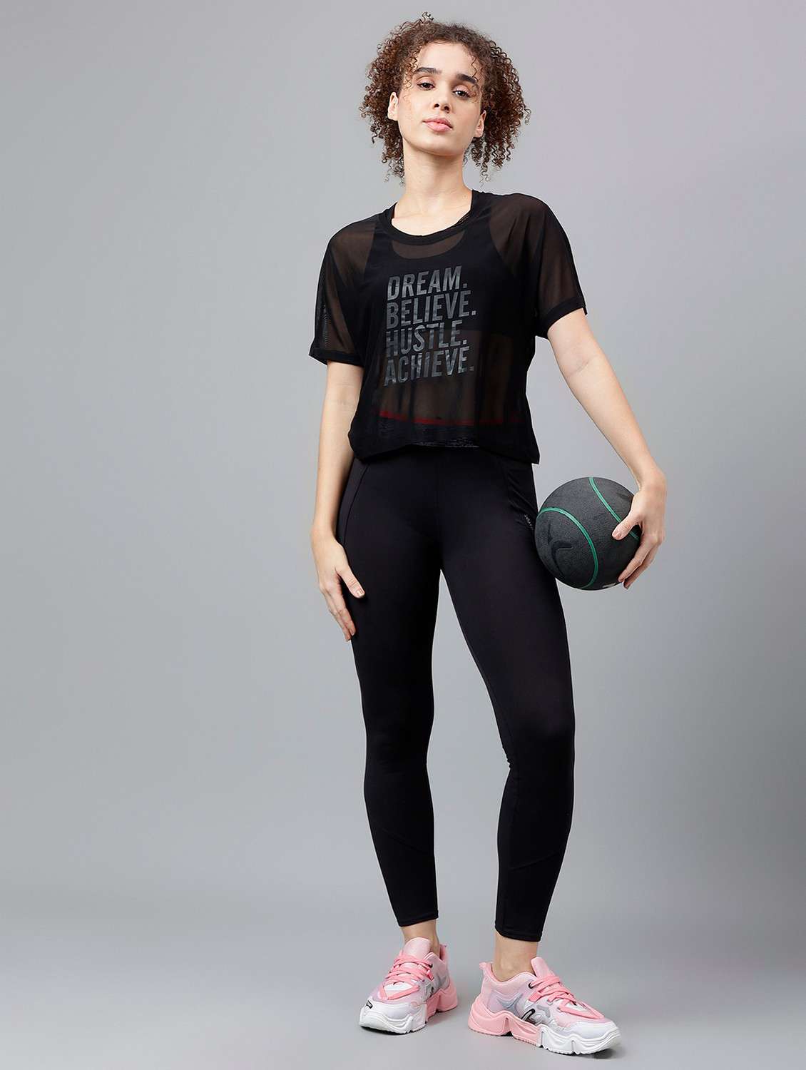 women typographic printed mesh sports t-shirt - 21763395 - Standard Image - 4